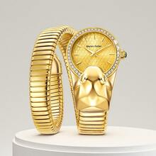 新款时尚休闲蛇形钻石女士石英表，日常佩戴和礼物，蛇形手表 - 彩色 - 查看 8