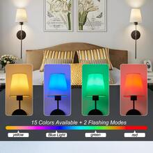 "2-Pack Rechargeable RGB Wall Lights With Remote – 15-Color Dimmable Sconces For Bedroom, Living Room, Hallway, Bathroom, Kitchen, And Closet" - Gold - View 5