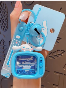 سلسلة مفاتيح سانريو سينامورول زرقاء، مطرزة بتفاصيل 4 بوصات، قفل بالضغط، سلسلة من سبائك معدنية، ديكور للحقيبة والمفتاح، للاستخدام اليومي، هدية لمحبي سانريو، لمسة مميزة، إصدار محدود، جاهزة للهدايا، لون أزرق سماوي، لمسة كاواي، غرزة متينة، رفيق مكتب، ديكور منزلي، مشبك حقيبة ظهر، مروحة للبالغين