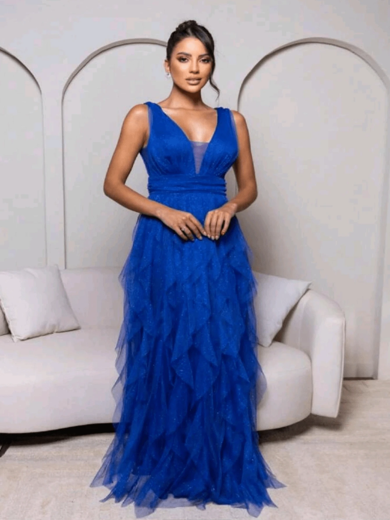 Long Dress Graduation Party Wedding Guest Godmother - Royal Blue - View 1