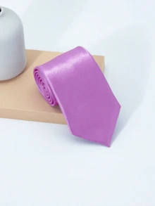 1 corbata de hombre, corbata de unicolor con cara fresca, de moda, simple y versátil, adecuada para bodas, celebraciones y trajes diarios, apta para todas las estaciones