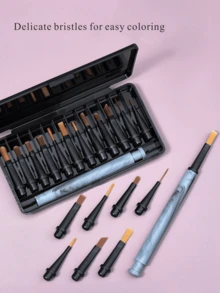 1 Caja de Pinceles de Arte de Uñas Multifuncionales con 12 Cabezales Reemplazables de Punta Fina, Adecuado para Uñas de Gel con Diseño de Apertura Activado por Presión, Rayado Preciso, Tallado y Herramientas de Arte de Uñas DIY, Pincel de Maquillaje de Alta Calidad