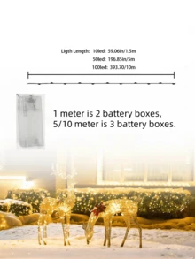 10 米 100led 暖白色仙女灯电池供电灯串，393.7 英寸 100 个闪亮 LED 灯带，室内温馨氛围户外闪烁星光灯串，适用于家庭卧室婚礼派对 DIY、圣诞节装饰、节日庭院装饰，暖白色氛围 - 黃白色 - 查看 7