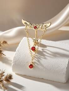 1pc Heart Wing Chain Navel Ring Piercing Jewelry - Golden Red - View 2