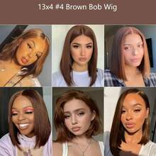 CEXXY 13x4 Chocolate Brown Bob Wig With Straight Hair, Net Style, Real Hair Wig, Glue-Free Brazilian Hair Bob Wig, HD Wig Without Glue, 180 Density Bob Wig, Specially Designed For Women - S4 - 查看 10