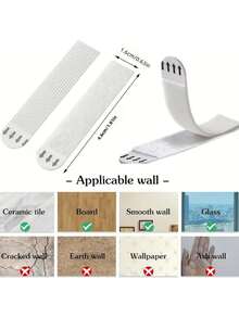 12 Pairs [24 Pcs] Nylon Picture Hanging Strips, No Drill Hooks, Frame Wall Art Ledge, Invisible Hook-And-Loop Glue, Double-Sided Wall Mounting