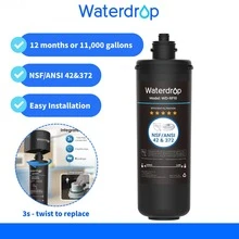 Waterdrop WD-RF10 Water Filter, NSF/ANSI 42 Certified, 30,000 Liter High Capacity, Replacement For Watertrop Under Counter Water Filtration System - Black - View 1