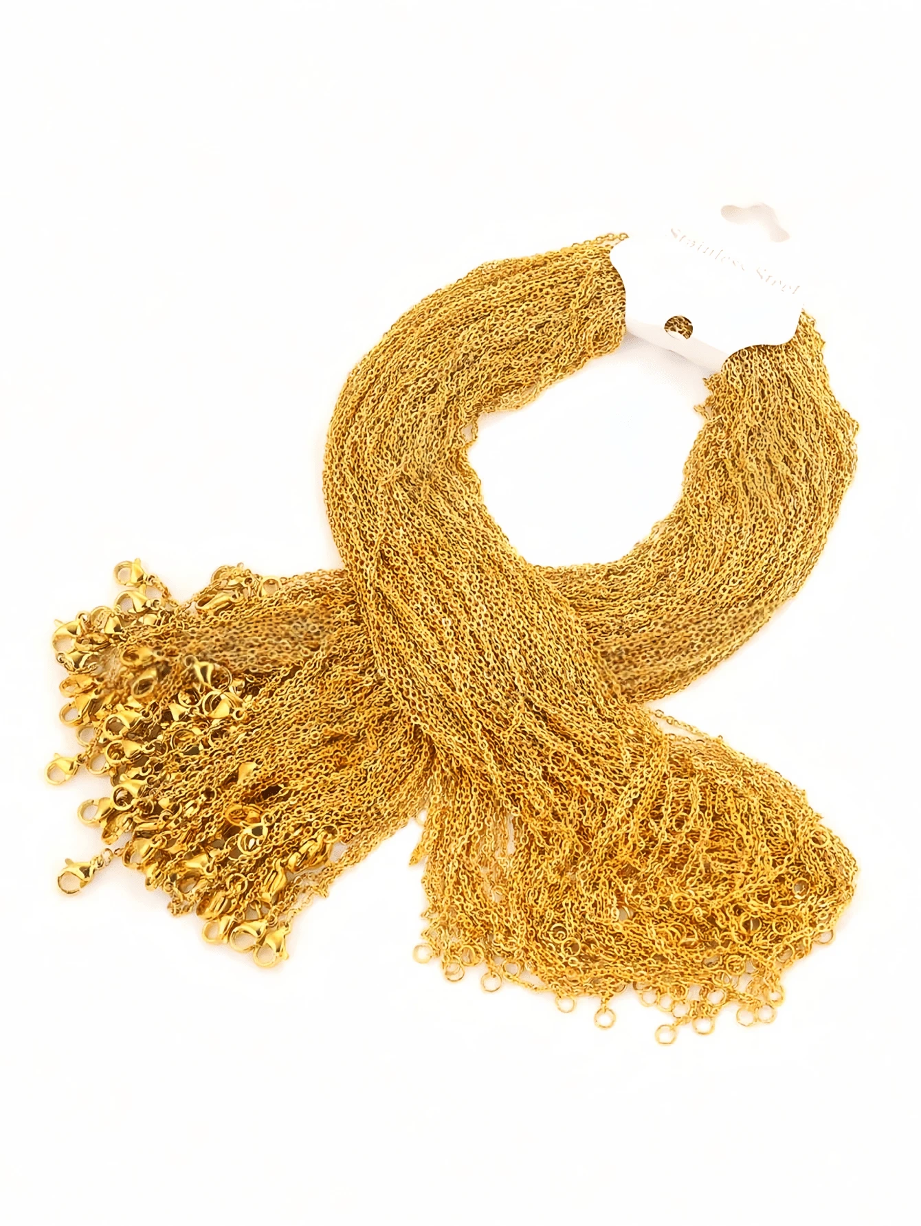 50/100 chiếc Dây chuyền chữ thập dẹt bằng thép không gỉ với khóa càng cua, phụ kiện trang sức tự làm (45cm) - Vàng - Xem 1