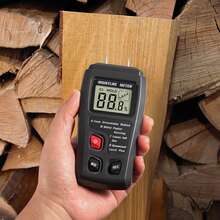 [Accurate Wood Moisture Meter] Wood Moisture Meter With Large LCD Display - Precise Digital Hygrometer For All Wood Species, Ergonomic Design, Battery-Powered