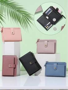 Ultra-Slim Compact Wallet With 6 Card Slots And Snap Closure Stylish, Slimline And Lightweight Portable Wallet ID Card Holder With Coin Pocket Birthday Gift, Anniversary Present, Valentine's Day Gift For Ladies, Young Women, Teenagers, Students Backpack Essentials, Study Supplies, Dormitory Items Back-To-School Gift, Gift Bag Card Holder, Wallet, Business Card Case, Credit Card Holder Women's Wallet, Mini Wallet, Clutch Bag, Card Holder