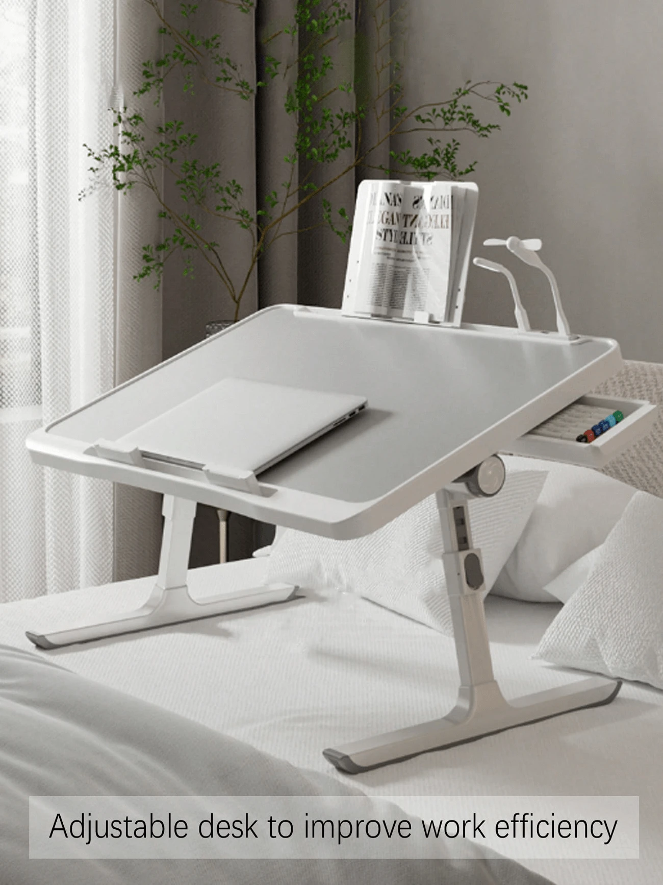 Foldable Laptop Bedside Table: Height And Angle Adjustable, Ideal For Bed, Sofa, Armchair And Floor - 灰色 - 查看 1