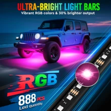 Underglow Car Lights, 252 LEDs RGBIC 4pcs Dream Color Dancing Chasing Strip Lights With 16 Million Colors And 213 Scene Modes With App And Remote Control, 5 Music Modes For All Cars - 12V-RGB+APP+wireless remote control - 查看 2
