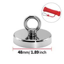 48mm-90mm Heavy Duty Magnetic Hooks Set, Includes Single-Sided Suction Cup Hooks And 1000cm Rope With Clasp, Commonly Used For Outdoor Lawn, Old Metal Recycling, River Salvage Fishing Magnets, Retrieving Keys, Practical Metal Detector - Durable Polished Metal Craft