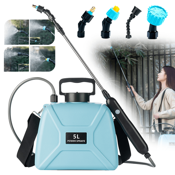 PORIYA 5L Electric Rechargeable Weeds Sprayer, Portable Garden Pump Spray With Adjustable Nozzle For Effortless Lawn, Plant Care & Pest Control