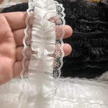 1pc 4.5cm Glass Bead Pleated Mesh Fabric Ruffle Chiffon Trim Sewing Accessory, DIY Ribbon Pleated Ruffle Headband Decor - Multicolor - View 17