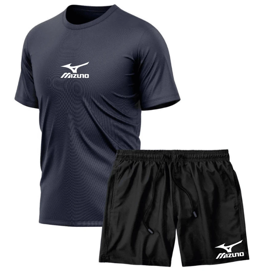 KIT MEN'S SET BERMUDA SHORTS TACTEL + DRY FIT SPORTS SHIRT MIZZ GYM - Xanh navy/Đen - Xem 1