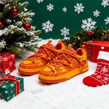 Versatile Retro Casual Student Sports Shoes For Men, Color Block Lace-Up Sneakers, Orange Skate Shoes, A Pair Of Fresh Color Shoes Suitable As Christmas Gift - Orange - View 2