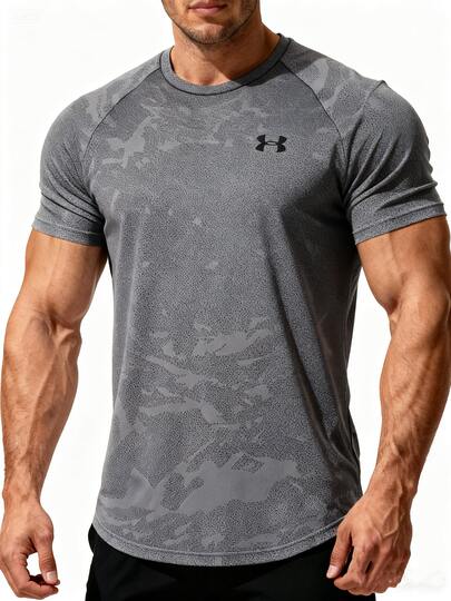 Under Armour 男款 T卹 Velocity Jacquard SS 日常運動 輕盈健身短袖T卹 戶外運動休閒短袖 深灰速乾排汗運動服 針織衣1390430-025