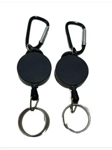 1pc Anti-Theft Metal Easy-To-Pull Buckle Rope Elastic Keychain Sporty Retractable Key Ring Anti Lost Ski Pass ID Card