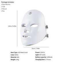 7 Colors Led Facial Mask With Neck Red Light Therapy Mask For Skin Tightening Lifting Anti-Aging Bio-Light Beauty Whitening Home - White - View 6