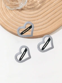 3个/套 红色心形发夹，适合作为情人节礼物送给女朋友，爪夹，发爪，发夹，发卡，发饰，新年魅力，头部饰品，发卡 - 紅色 - 查看 4