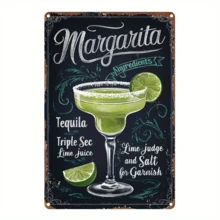 1pc Metal Sign Plate Vintage Style 2D Wall Art Decor, Retro Art Poster Plaque, Home Decor Gift, Creative DIY Art For Indoor/Outdoor, Home, Garden, Bar, Cafe, Club, Office, Street, Patio, Beach, Gallery, Gym, Garage, Laundry Room, Man Cave, Bathroom, Farm, Cabin, Etc. Random Hole Style