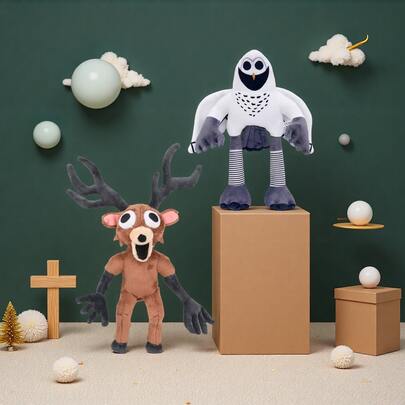 Juguete de peluche de reno navideño, juego divertido de 99 noches en el bosque con muñeco de ciervo, muñeco de ciervo navideño, muñeco de búho, artículo decorativo navideño como regalo para amigos y evento de la empresa