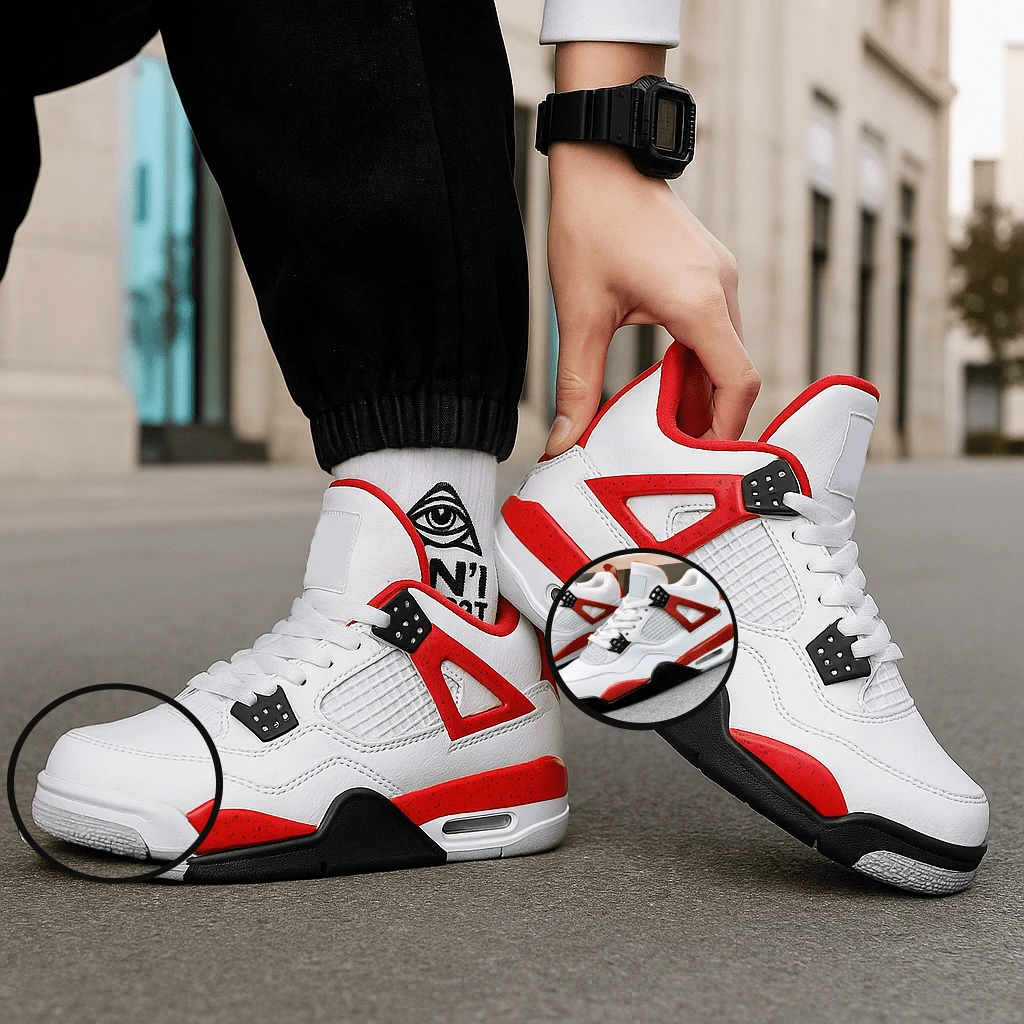 JD 4 Max Men's Performance High-Top Skate Boot - 紅白色 - 查看 1