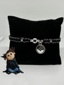 2pcs Geometric Dragonfly Button Letter Geometric Bracelet Set, Woven Resin Metal, Unisex, Suitable For Couples, Friends, Fashion Party, Daily Outfit, Party Accessories - Multicolor - View 4