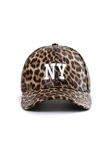 1 szt. NY (NOWY JORK) Czapka z haftowanym nadrukiem w panterkę, retro kapelusz przeciwsłoneczny z zakrzywionym rondem, modna, szykowna czapka baseballowa w stylu ulicznym dla kobiet