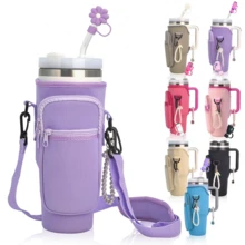 40oz Tumbler Case, Compatible With Stanley Sports Water Bottle Accessory Set, Cup Cover, Diving Material Cup Cover, Car Handle Cup Protective Cover, Diagonal Strap Adjustable Strap, Suitable For Outdoor Travel, Fitness, Daily Use.