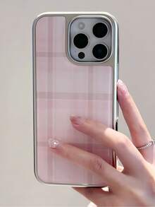 1 件格子韩式甜美树脂电镀银边 兼容 16 Pro Max/16 Pro/16 Plus/16/11/12/12 Pro/12 Pro Max/13/13 Pro/13 Pro Max/14/14 Plus/14 Pro/14 Pro Max/15/15 Plus/15 Pro/15 Pro Max - 粉色 - 查看 1