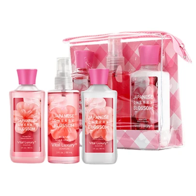 Bath And Body Gift Set For Women & Girls, Japanese Cherry Blossom, 3PCS Set For - Shower Gel, Body Lotion, Body Mist, Body Care Travel Set