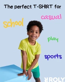 Roly 男女通用兒童 T 卹 100% 純棉（48 小時內發貨）– 多種尺寸和顏色 – 5 件裝 T 卹黃色 (1)、紅色 (1)、紫色 (1)、綠色 (1)、青綠色 (1) – 短袖、雙圓領，帶彈性纖維、側縫、戶外標籤，非常適合學校、戶外使用、通用兒童服裝、雙圓衣和兒童設計、日常 T 卹、常規學校、戶外活動、通用兒童服裝、兒童設計、優質 T 卹卹、舒適兒童服裝 - 多彩彩虹 - 查看 6