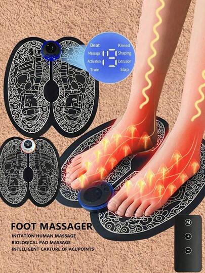 New Massage Foot Pad Rechargeable Electric Foot Massager - Improve Blood Circulation & Relax Muscles - Perfect Control Pad For Men & Women