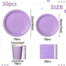 10pcs Lavender Purple Party Supplies Tableware Kit Purple Paper Plate Cups Napkins Dinnerware Set For Anniversary Wedding Birthday Bride Shower Party Supplies Table Decorations - Purple - View 10