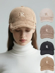 1 Mũ bóng chày mùa đông mềm mại dành cho nữ có logo "R" thêu tinh tế, phong cách đường phố thường ngày, chất liệu siêu mềm mại và ấm áp mang lại sự thoải mái tối đa, dây đeo có thể điều chỉnh để vừa vặn, lý tưởng cho trang phục hàng ngày, phiêu lưu ngoài trời, mùa lạnh, phụ kiện thời trang không thể thiếu cho những quý cô sành điệu - R - Xem 3