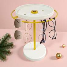 1pc Sunglasses Organizer 360° Rotating Eyeglass Holder Stand With Wood Tray And Base,Glasses Holder,Eye Glass Display Rack For Multiple Sunglass Storage For Table Dresser Desk Bedroom Nightstand