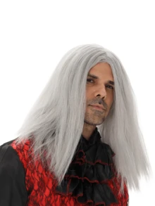 Party Vampire Gray-White Long Straight Wig - Wig For Carnival, Vampire Role-Playing With Mysterious & Scary Vibe,Halloween - Multicolor - View 4