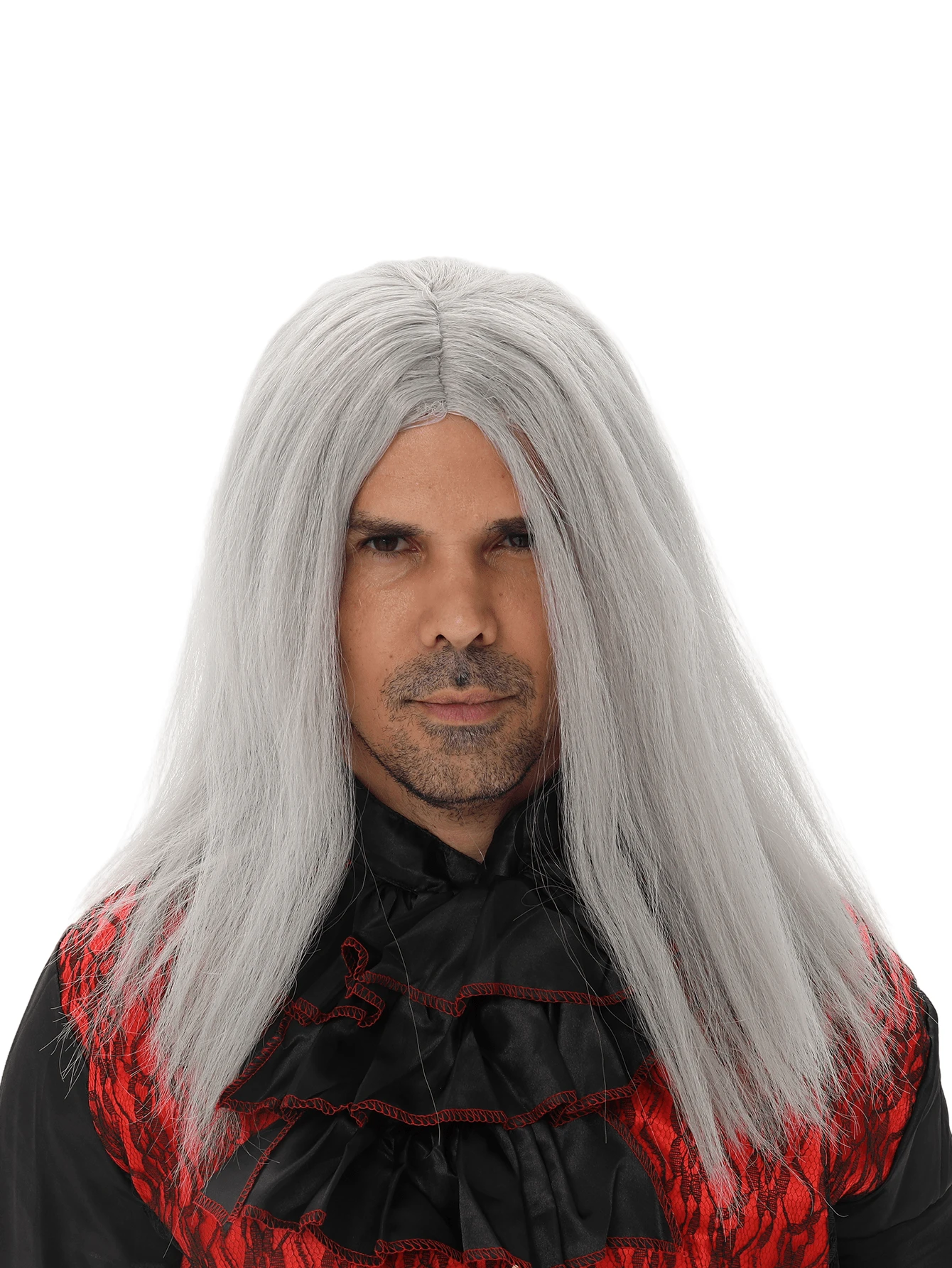 Party Vampire Gray-White Long Straight Wig - Wig For Carnival, Vampire Role-Playing With Mysterious & Scary Vibe,Halloween - Multicolor - View 1