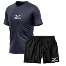 KIT MEN'S SET BERMUDA SHORTS TACTEL + DRY FIT SPORTS SHIRT MIZZ GYM - Xanh navy/Đen - Xem 2