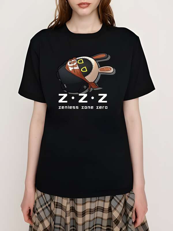ゼンレスゾーンゼロ ゼンゼロ ZZZ Tシャツ バンブー プリント 8色 Bangboo 周辺 Tシャツ ユニセックス かわいい ゆったり M L XL 2XL 3XL 大きいサイズ ブラック ホワイト イベント ハロウィン クリスマス - プリント、Tシャツ1枚 カジュアルユニセックスシャツ、柔らかい生地、通気性、快適、半袖レトロ高品質コットンレディースTシャツ人気売れ筋