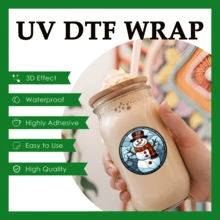 5 Sheets/Set, 30pcs Christmas Tree Round Glass Painting Stickers, UV DTF Glass Cup Stickers, Waterproof And Scratch-Resistant DTF Transfer Stickers, Suitable For Christmas Tree Ornaments, 16oz Glass Cups, Mugs, Crafts, Great For Decorating Personal Items!