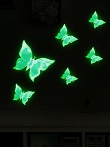 6 件夜光蓝色蝴蝶装饰墙贴，适用于卧室和客厅，贴纸，墙贴花，用于家庭装饰的乙烯基贴花，春季装饰品让您的家焕然一新，拉玛装饰贴纸礼物生日毕业，墙面装饰，贴纸，墙贴，房间装饰，家居装饰，派对用品学校装饰学校惊喜宿舍装饰返校学校用品 - 藍色 - 查看 15