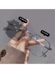 1PC Natural-Looking Large-Frame Photochromic Women's Fashion Glasses, Suitable For Wearing During Travel And Vacation, Outdoor Activities, And Sun Protection.(Have Nose Pads.)