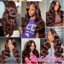 Peruca de Cabelo Humano Ondulado Escuro com Densidade de 200%, Peruca Frontal de Renda Transparente Marrom Ondulada 13x4 HD, Peruca Sem Cola Ondulada Marrom Chocolate 4# Colorida com Cabelo Bebê e Linha de Cabelo Natural para Mulheres