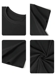 Boys & Teens Casual Printed Crew Neck Short Sleeve T-Shirt, Summer Top - Black - View 5