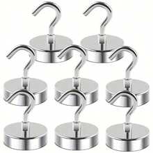 8pcs Heavy Duty Magnetic Hooks, 74LBS Holding Capacity, Wall Mounted Hooks, Easy Installation And Quick Release, Rust-Resistant Metal, For Kitchen, Bathroom, Garage Storage, Key Holder, RV, Christmas, Office Organization