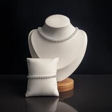 Riviera Crystal Zirconia Necklace And Bracelet Set, 925 Silver Plated - 銀色 - 查看 4