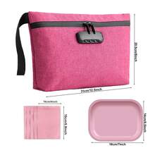 OFFPUFF 7 Pieces Carbon Lined Odor Proof Pouch Smell Proof Pouch Bag With Combination Lock Rolling Tray Mylar Bag Kits - 紫色 - 查看 3